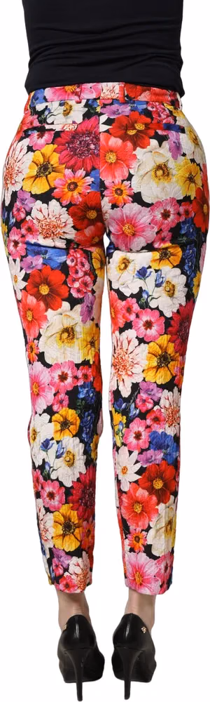 Multicolor Floral Print Tapered Trouser Pants