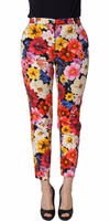 Multicolor Floral Print Tapered Trouser Pants 3