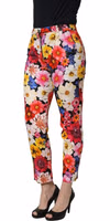 Multicolor Floral Print Tapered Trouser Pants 4