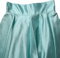 Green Satin High-Waisted Pleated A-line Midi Skirt 2