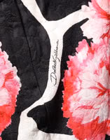 Black Pink Carnation Floral Print Jacquard Mini Skirt 2