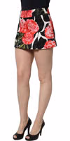 Black Pink Carnation Floral Print Jacquard Mini Skirt 5