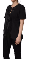 Black Chain Embellished Cotton Short Sleeve T-shirt 5