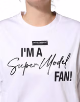 White I'm A Super Model Fan Print Jersey T-shirt 2