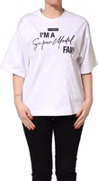 White I'm A Super Model Fan Print Jersey T-shirt 5