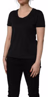 Black Cotton Short-Sleeve Crew Neck T-shirt 5