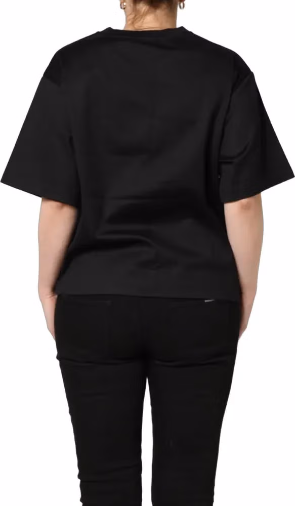 Black Jersey Graphic Short Sleeve Crew Neck T-shirt