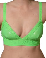 Neon Green Soft Cup Logo-Trim Bra Cropped Top 2