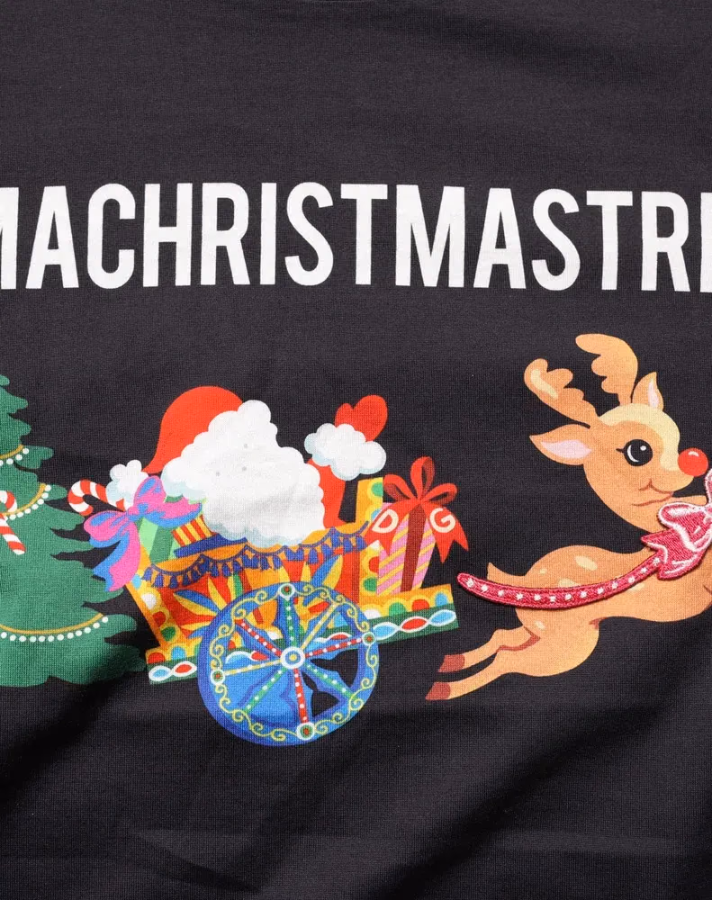 Black #IAMACHRISTMASTREE Print Cotton T-shirt