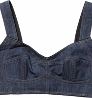 Black Denim Corset Bralette Cotton Cropped Top 3