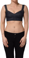Black Denim Corset Bralette Cotton Cropped Top 4