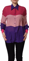 Multicolor Silk Patchwork Shirt Blouse Top 4