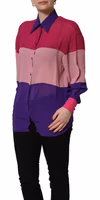 Multicolor Silk Patchwork Shirt Blouse Top 5