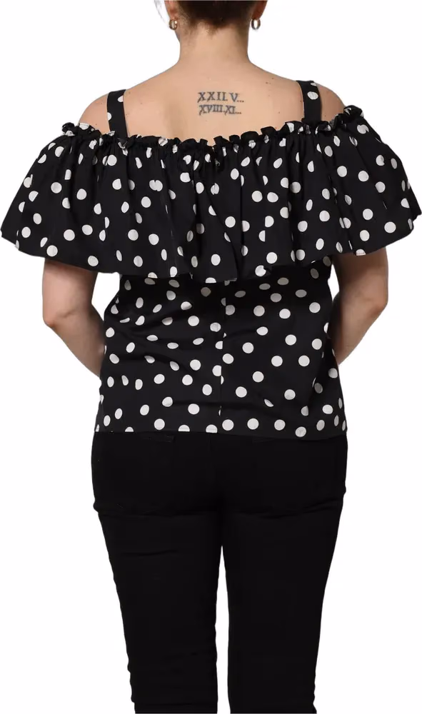 Black White Polka Dot Off Shoulder Top