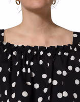 Black White Polka Dot Off Shoulder Top 2