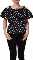 Black White Polka Dot Off Shoulder Top 4