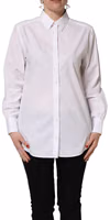 White Cotton Long Sleeve Button-Up Shirt Top 2
