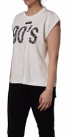 White Cotton Graphic Sleeveless Tank Top 4