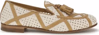 Beige Linen Slip-On Loafers 1