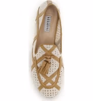 Beige Linen Slip-On Loafers 4