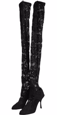 Black Taormina Lace Socks Boots Pumps Shoes