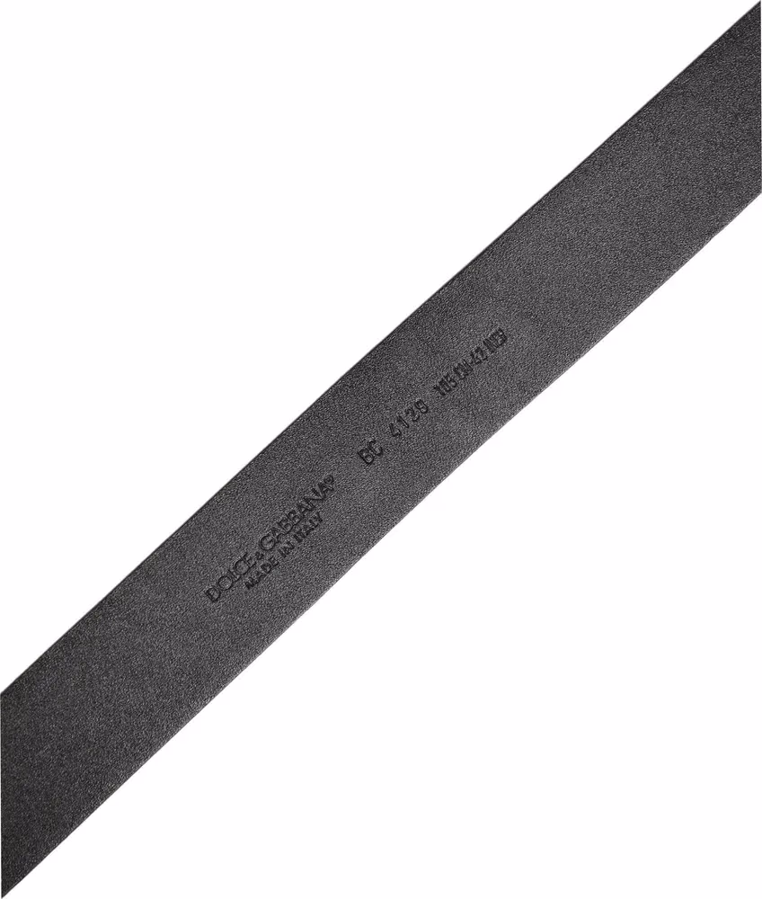 Black Leather Prince Crown Logo Buckle Belt