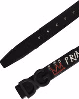 Black Leather Prince Crown Logo Buckle Belt 2