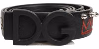 Black Leather Prince Crown Logo Buckle Belt 3