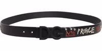 Black Leather Prince Crown Logo Buckle Belt 4