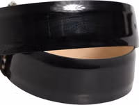 Black Leather Crystal Metal Buckle Belt 2