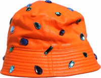 Orange Crystal Embellished Bucket Fisherman Cap Hat 1