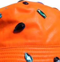 Orange Crystal Embellished Bucket Fisherman Cap Hat 2