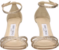 Beige Satin Stiletto Heel Sandals 3