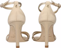 Beige Satin Stiletto Heel Sandals 5