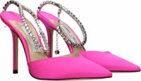 Pink Satin Stiletto Heel Sandals 2