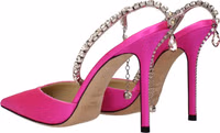 Pink Satin Stiletto Heel Sandals 4