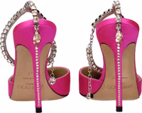 Pink Satin Stiletto Heel Sandals 5