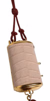 Pink Exotic Leather Mini Mirror Tassel Makeup Bag 1