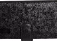 Case Flip Cover Black Calf Leather iPhone X - XS Phone 4