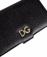 Case Flip Cover Black Calf Leather iPhone X - XS Phone 5