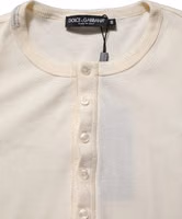 White Long Sleeves Henley Pullover Sweater 1