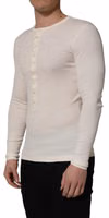 White Long Sleeves Henley Pullover Sweater 3