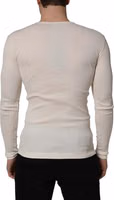 White Long Sleeves Henley Pullover Sweater 4