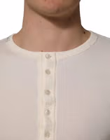 White Long Sleeves Henley Pullover Sweater 5