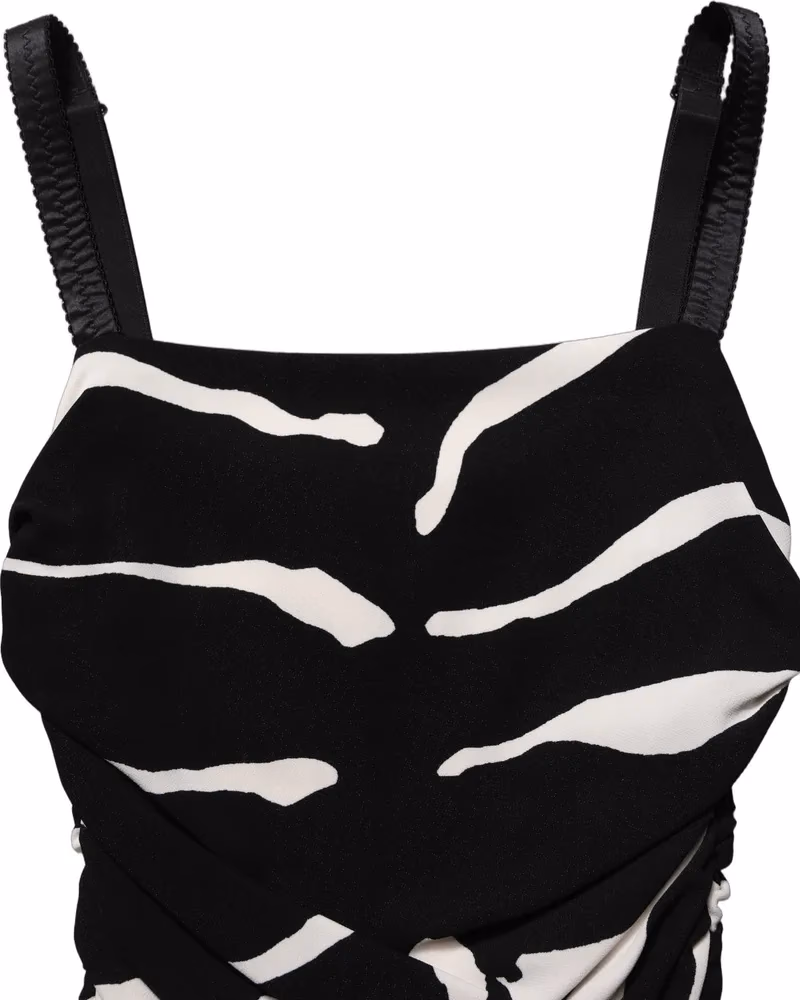 Black White Zebra Cady Calf Length Dress