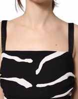 Black White Zebra Cady Calf Length Dress 5