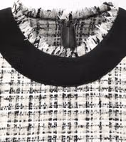 Black White Tweed Sheath A-line Midi Dress 1
