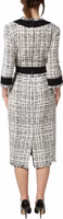 Black White Tweed Sheath A-line Midi Dress 4