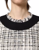 Black White Tweed Sheath A-line Midi Dress 5