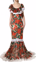 Multicolor Geranium Flower Lace Maxi Dress 2